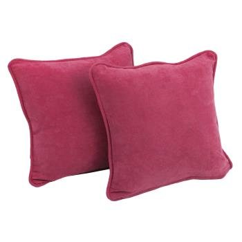 18-inch Double-corded Solid Microsuede Square Throw Pillows (Set of 2). Picture 2