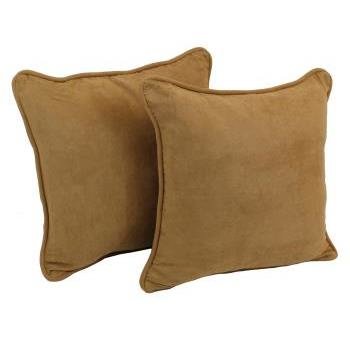18-inch Double-corded Solid Microsuede Square Throw Pillows (Set of 2). Picture 2