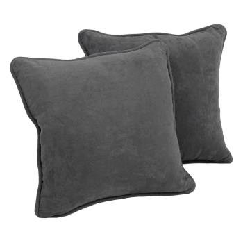 18-inch Double-corded Solid Microsuede Square Throw Pillows (Set of 2). Picture 2