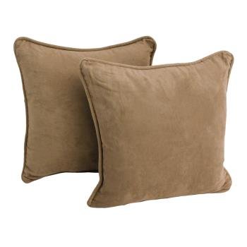 18-inch Double-corded Solid Microsuede Square Throw Pillows (Set of 2). Picture 3