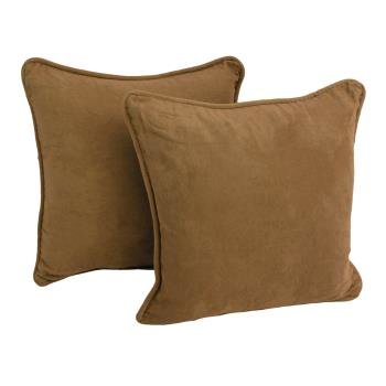 18-inch Double-corded Solid Microsuede Square Throw Pillows (Set of 2). Picture 2