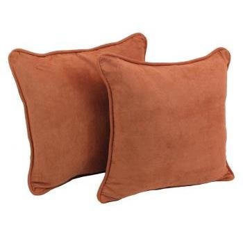 18-inch Double-corded Solid Microsuede Square Throw Pillows (Set of 2). Picture 2
