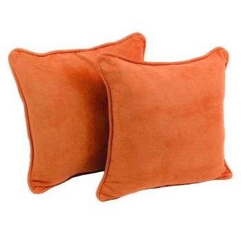 18-inch Double-corded Solid Microsuede Square Throw Pillows (Set of 2). Picture 2