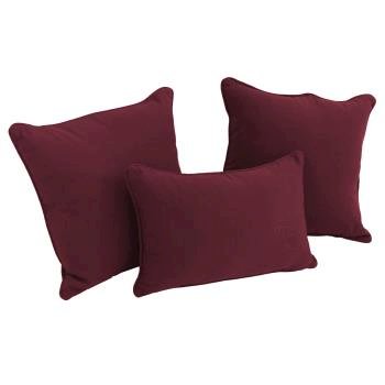 Double-corded Solid Twill Throw Pillows with Inserts (Set of 3). Picture 2