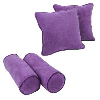 Double-corded Solid Microsuede Throw Pillows with Inserts (Set of 4). Picture 2