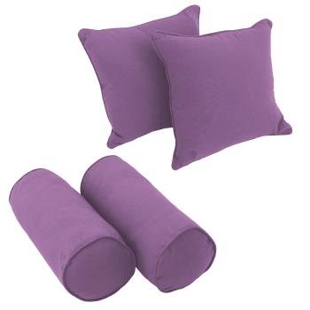 Double-corded Solid Twill Throw Pillows with Inserts (Set of 4). Picture 2