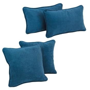 Double-corded Solid Microsuede Throw Pillows with Inserts (Set of 4). Picture 2