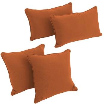 Double-corded Solid Twill Throw Pillows with Inserts (Set of 4). Picture 2