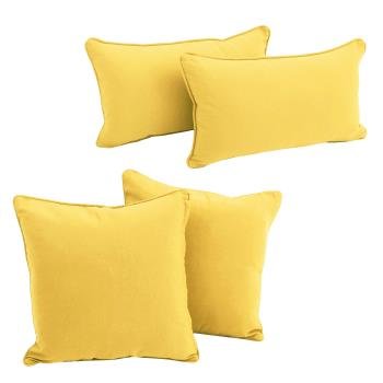 Double-corded Solid Twill Throw Pillows with Inserts (Set of 4). Picture 2