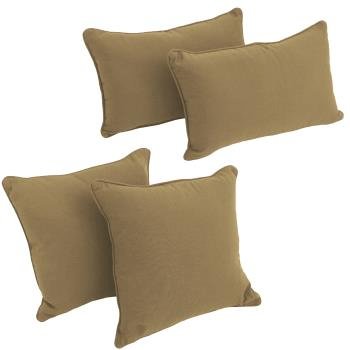 Double-corded Solid Twill Throw Pillows with Inserts (Set of 4). Picture 2