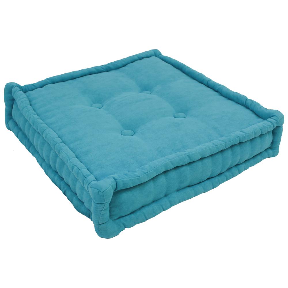 20-inch Square Corded Floor Pillow with Button Tufts. Picture 1