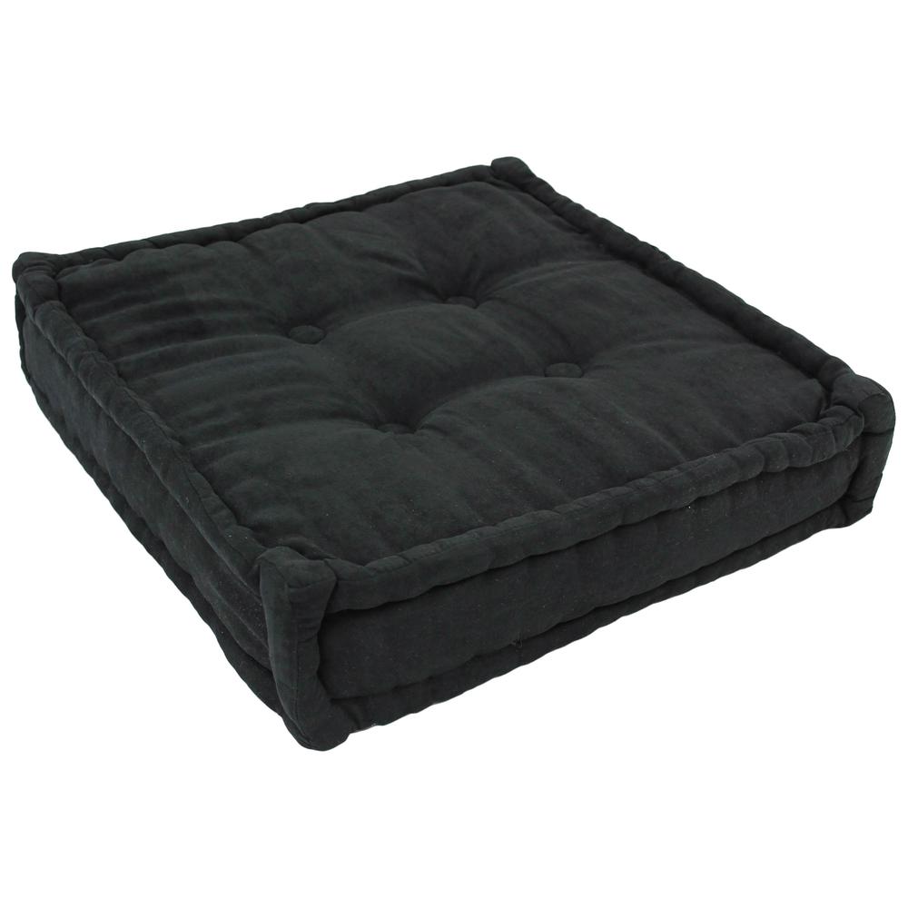 20-inch Square Corded Floor Pillow with Button Tufts. Picture 1