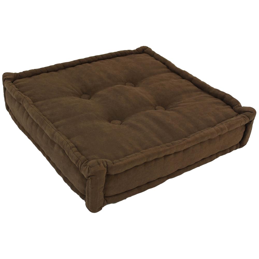 20-inch Square Corded Floor Pillow with Button Tufts. Picture 1