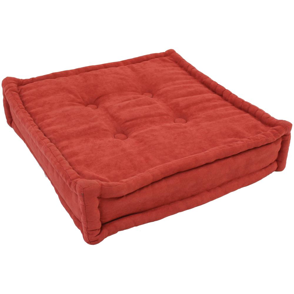 20-inch Square Corded Floor Pillow with Button Tufts. Picture 1
