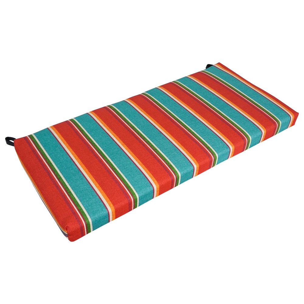 42-inch by 19-inch Patterned Outdoor Spun Polyester Loveseat Cushion. Picture 1
