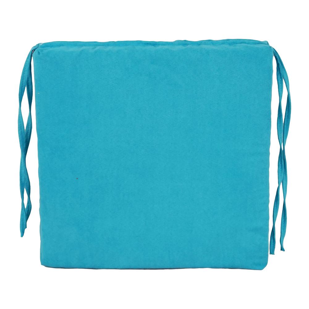 Blazing Needles Indoor 16" x 16" Microsuede Chair Cushion, Aqua Blue. Picture 2