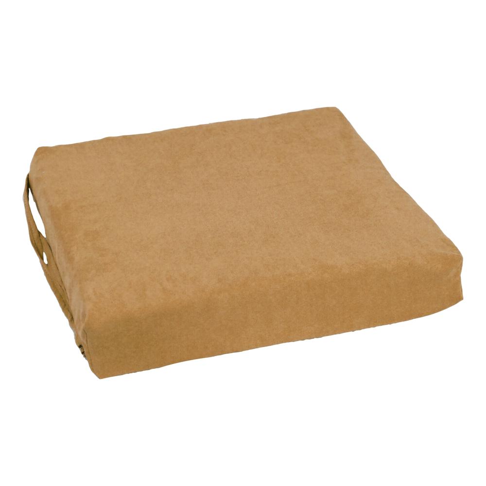 Blazing Needles Indoor 16" x 16" Microsuede Chair Cushion, Camel. Picture 3