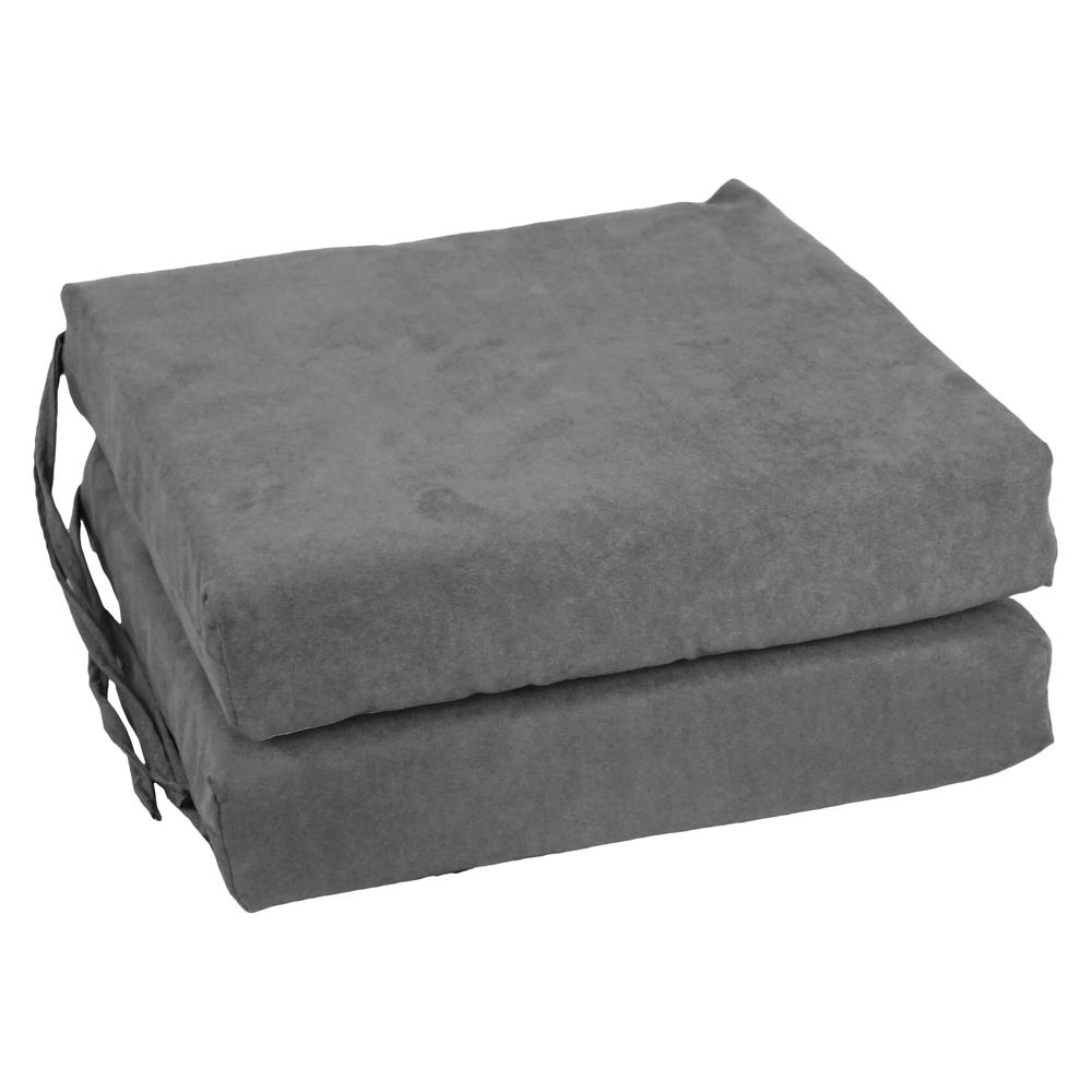 Blazing Needles Indoor 16" x 16" Microsuede Chair Cushion, Steel Grey. Picture 1