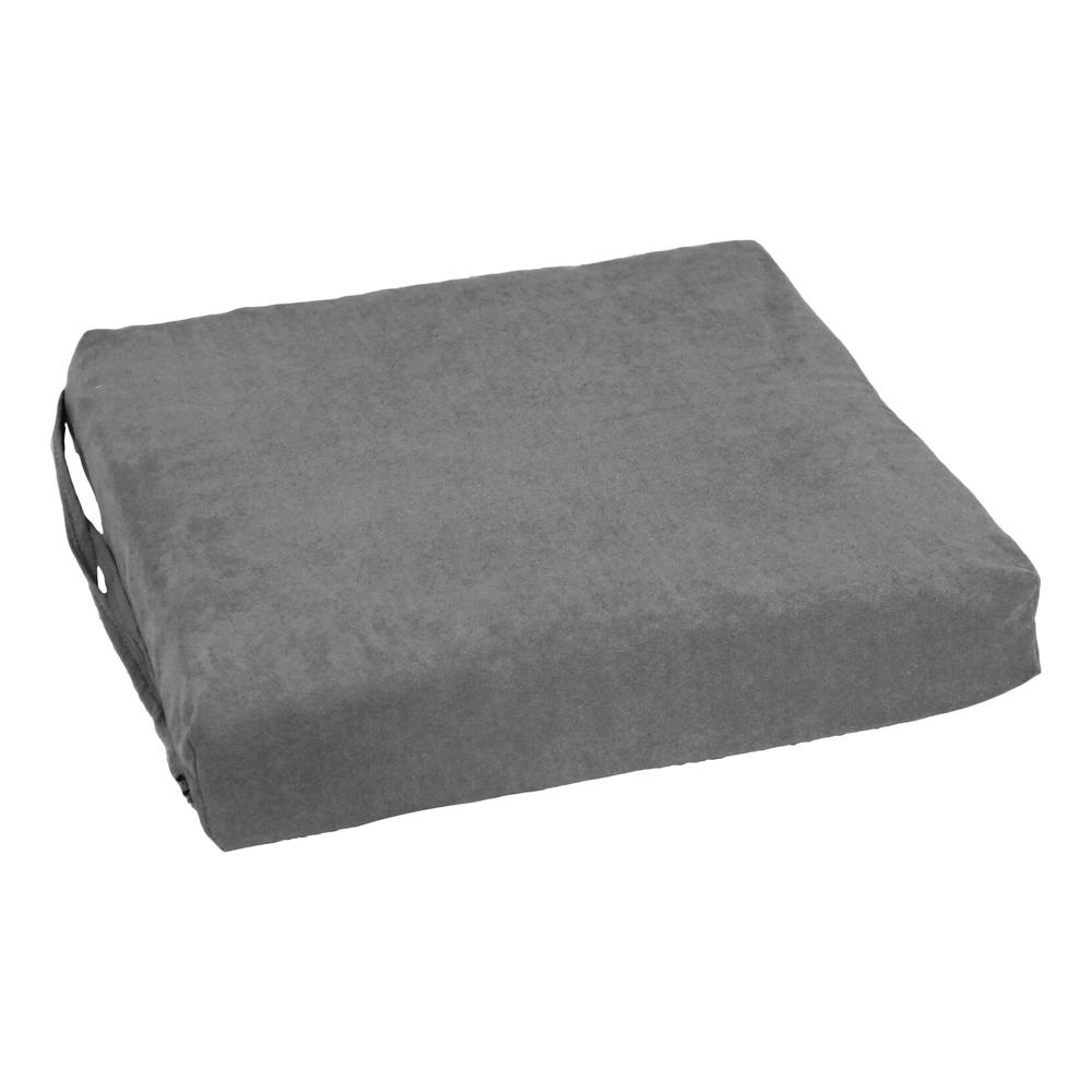 Blazing Needles Indoor 16" x 16" Microsuede Chair Cushion, Steel Grey. Picture 3