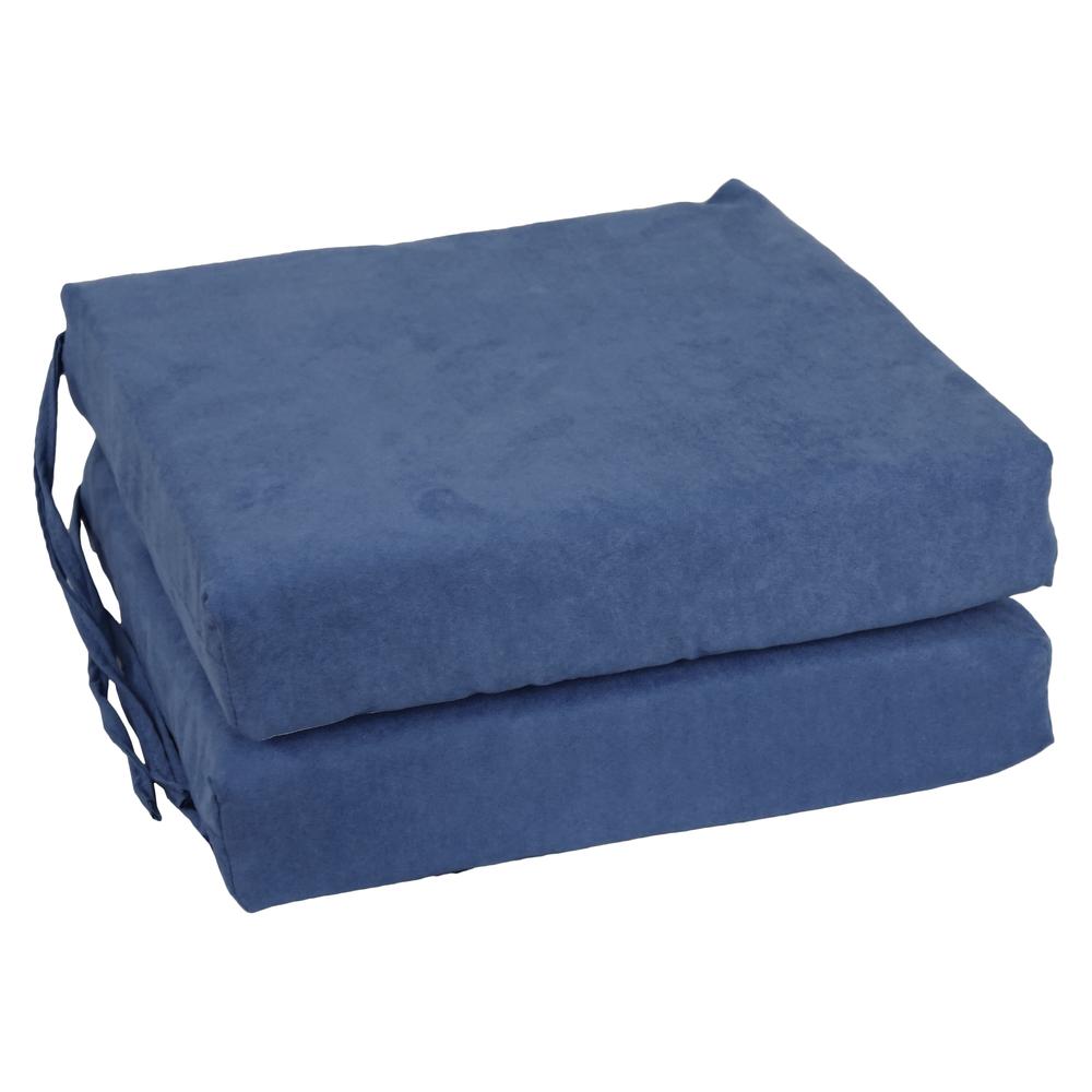 Blazing Needles Indoor 16" x 16" Microsuede Chair Cushion, Indigo. Picture 1