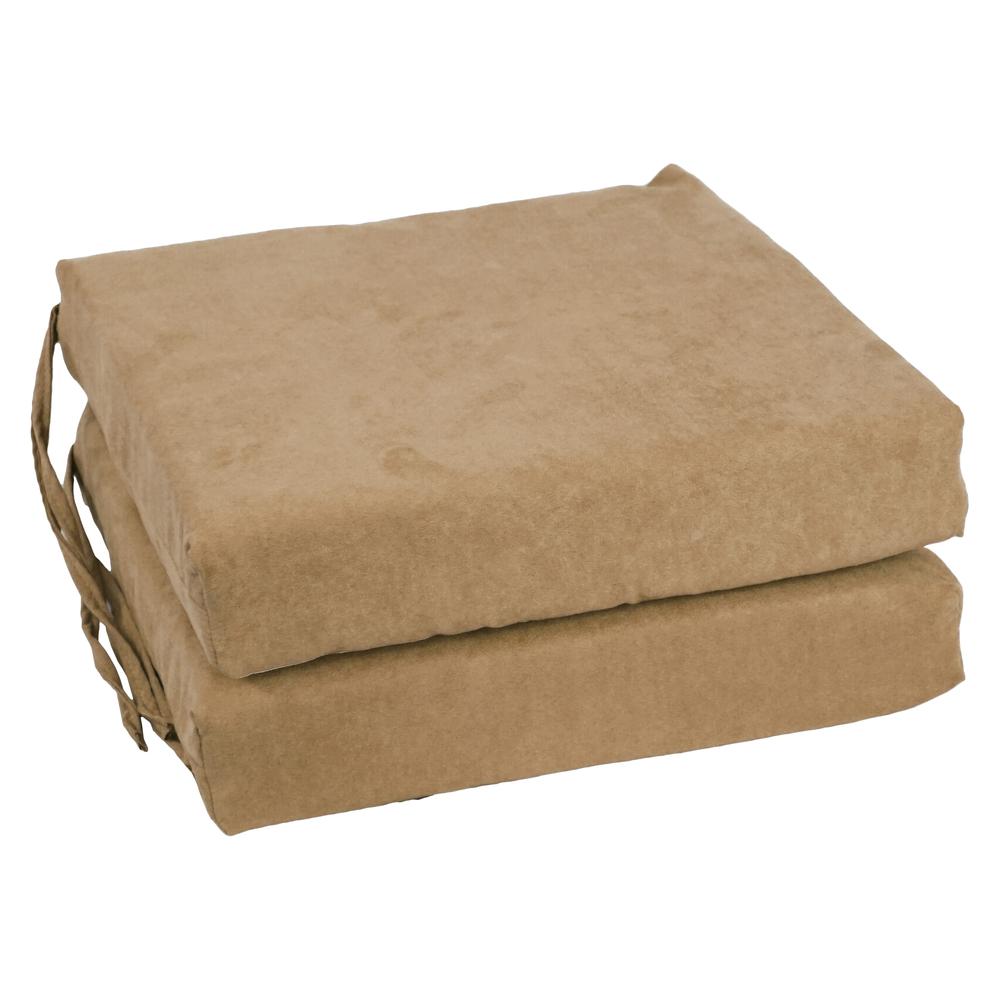 Blazing Needles Indoor 16" x 16" Microsuede Chair Cushion, Java. Picture 1