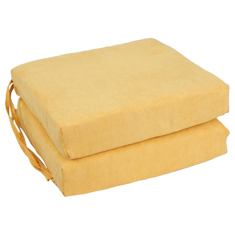 Blazing Needles Indoor 16" x 16" Microsuede Chair Cushion, Lemon. Picture 1