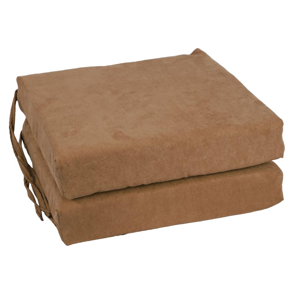Blazing Needles Indoor 16" x 16" Microsuede Chair Cushion, Saddle Brown. Picture 1