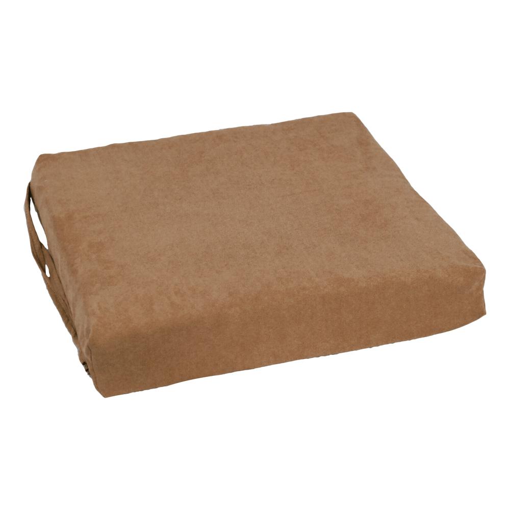 Blazing Needles Indoor 16" x 16" Microsuede Chair Cushion, Saddle Brown. Picture 3