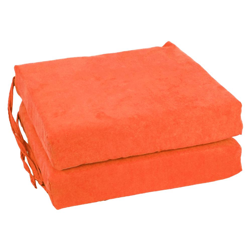 Blazing Needles Indoor 16" x 16" Microsuede Chair Cushion, Tangerine Dream. Picture 1