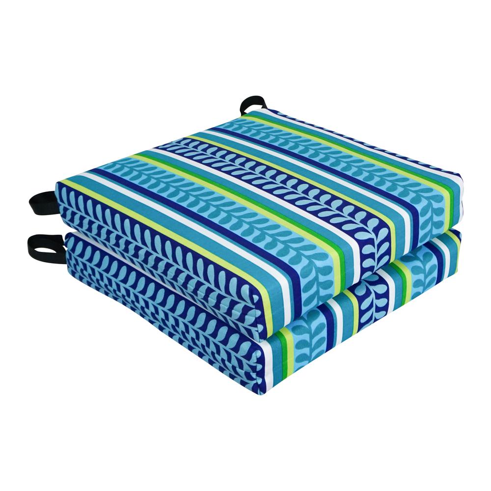 16-inch Outdoor Cushion, Pike Azure, Set of 2. Picture 1