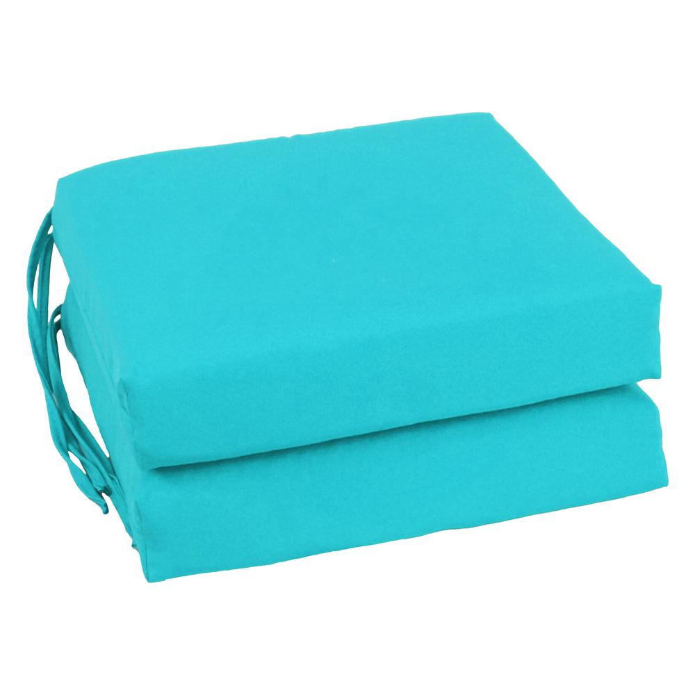 Blazing Needles Indoor 16" x 16" Twill  Chair Cushion, Aqua Blue. Picture 1