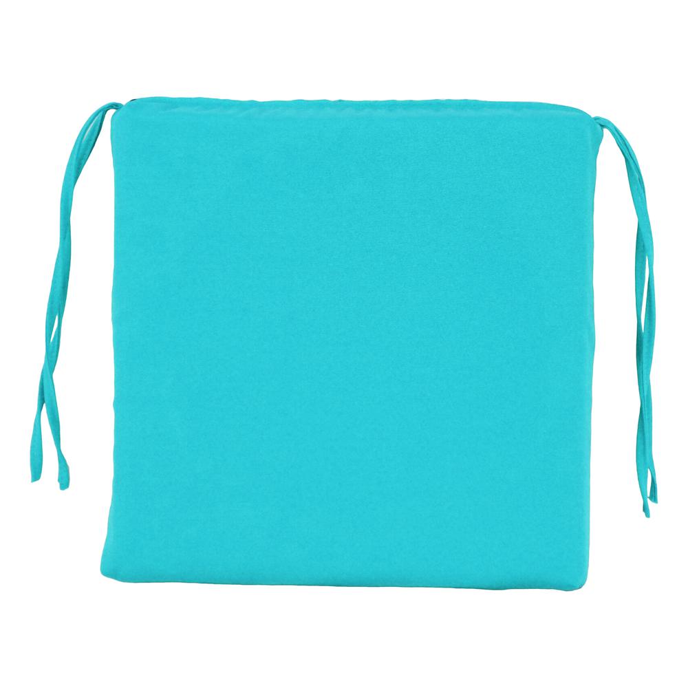 Blazing Needles Indoor 16" x 16" Twill  Chair Cushion, Aqua Blue. Picture 2