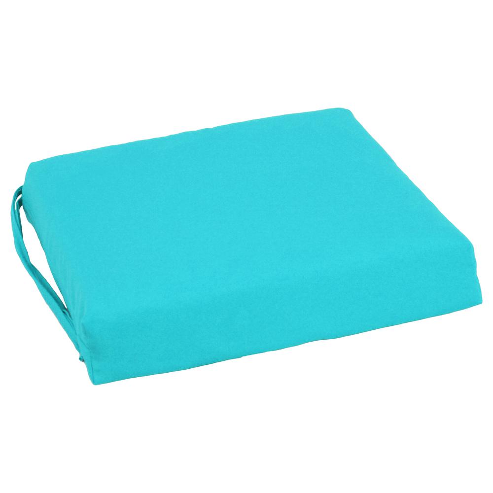 Blazing Needles Indoor 16" x 16" Twill  Chair Cushion, Aqua Blue. Picture 3
