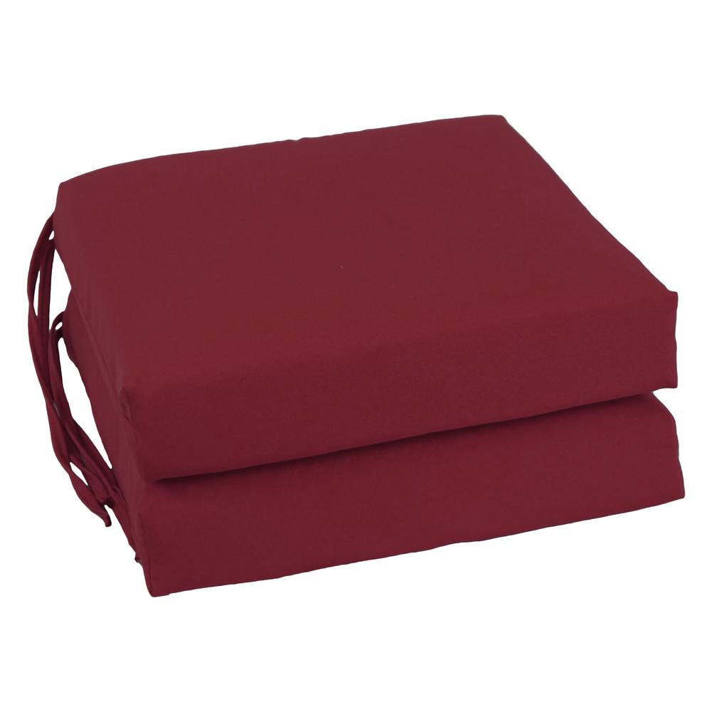 Blazing Needles Indoor 16" x 16" Twill  Chair Cushion, Burgundy. Picture 1