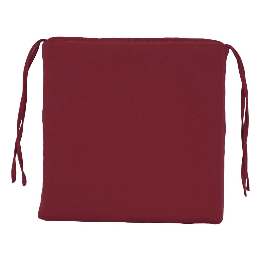 Blazing Needles Indoor 16" x 16" Twill  Chair Cushion, Burgundy. Picture 2