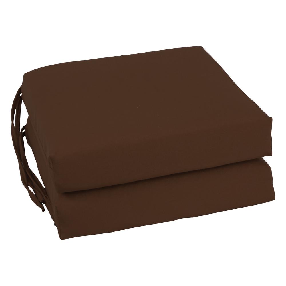 Blazing Needles Indoor 16" x 16" Twill  Chair Cushion, Chocolate. Picture 1