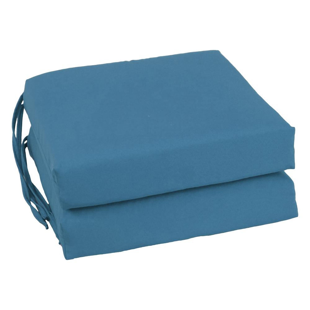 Blazing Needles Indoor 16" x 16" Twill  Chair Cushion, Indigo. Picture 1