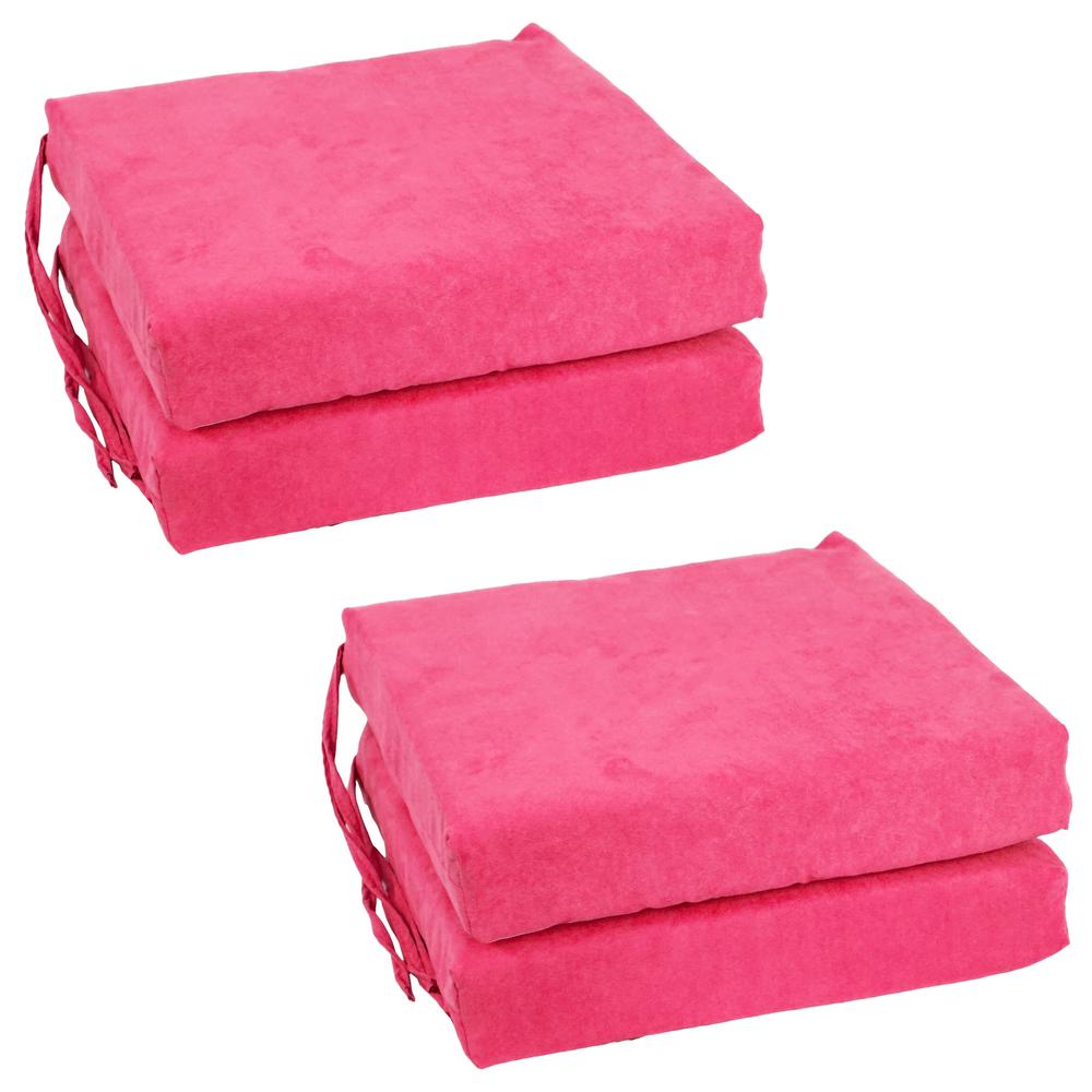 Blazing Needles Set of 4 Indoor Microsuede Chair Cushions, Bery Berry. Picture 1