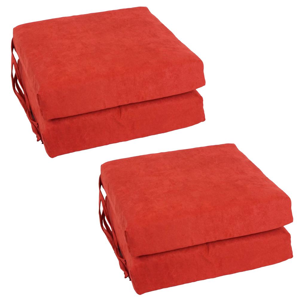 Blazing Needles Set of 4 Indoor Microsuede Chair Cushions, Cardinal Red. Picture 1