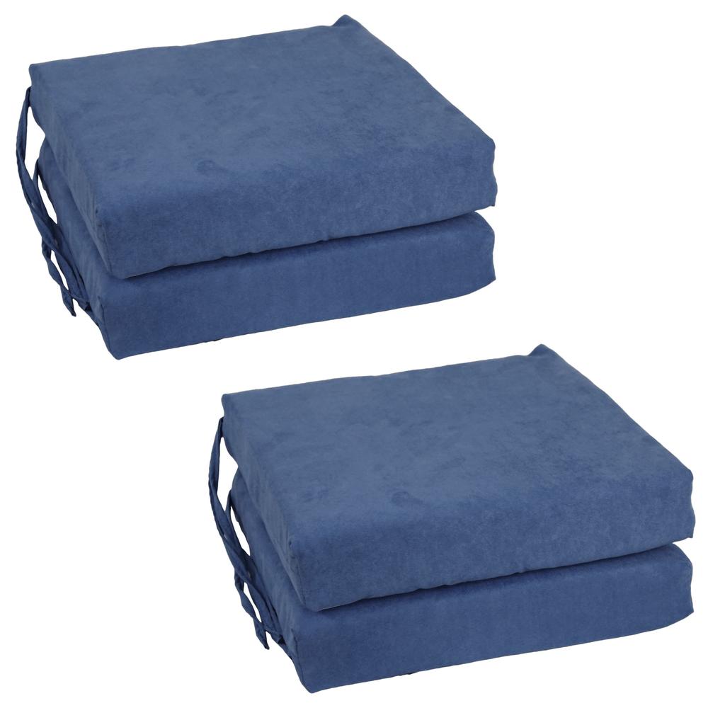 Blazing Needles Set of 4 Indoor Microsuede Chair Cushions, Indigo. Picture 1