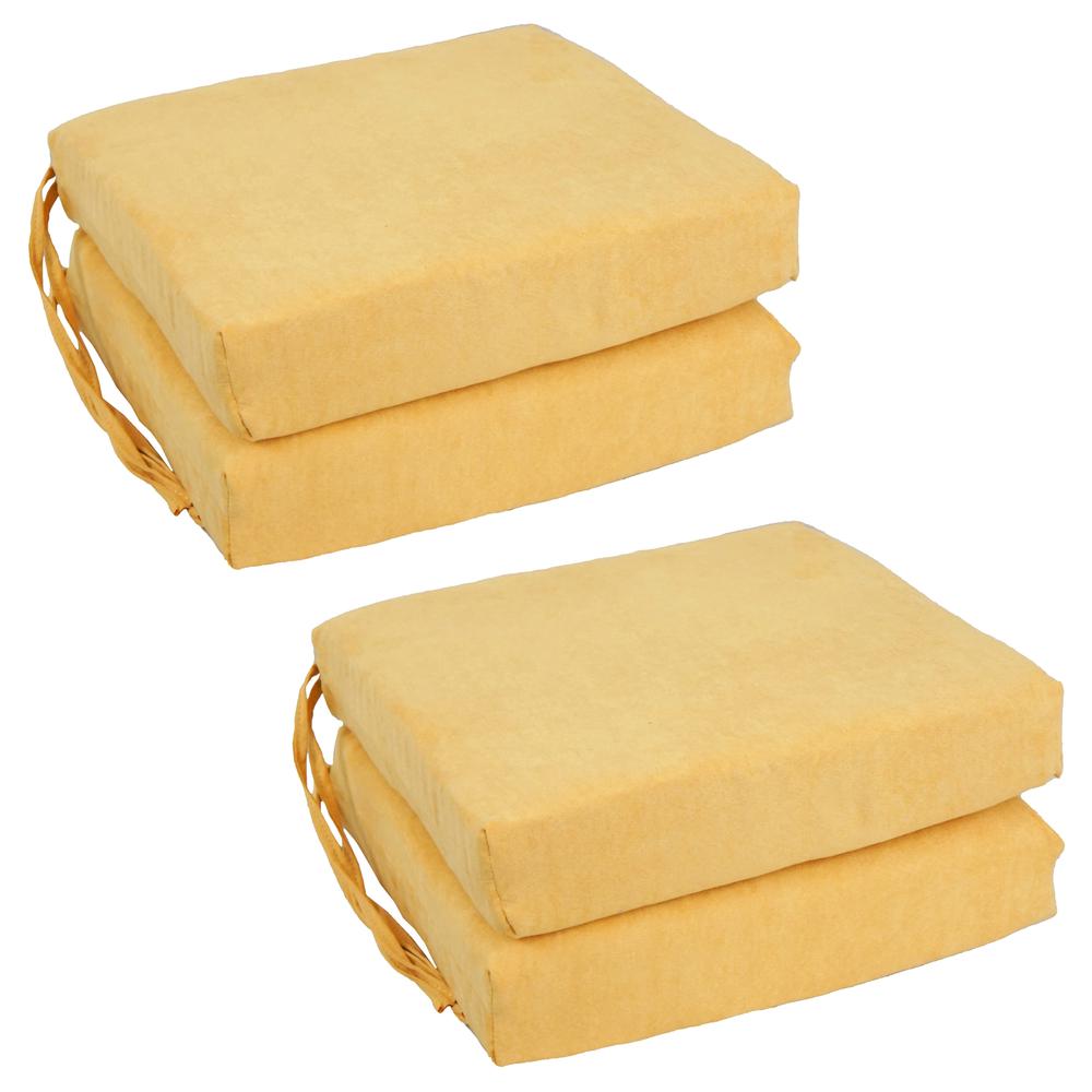 Blazing Needles Set of 4 Indoor Microsuede Chair Cushions, Lemon. Picture 1
