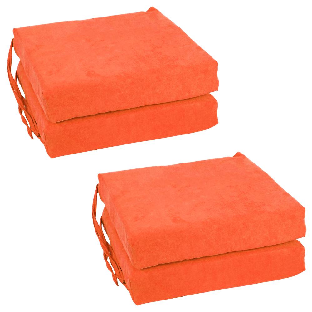 Blazing Needles Set of 4 Indoor Microsuede Chair Cushions, Tangerine Dream. Picture 1