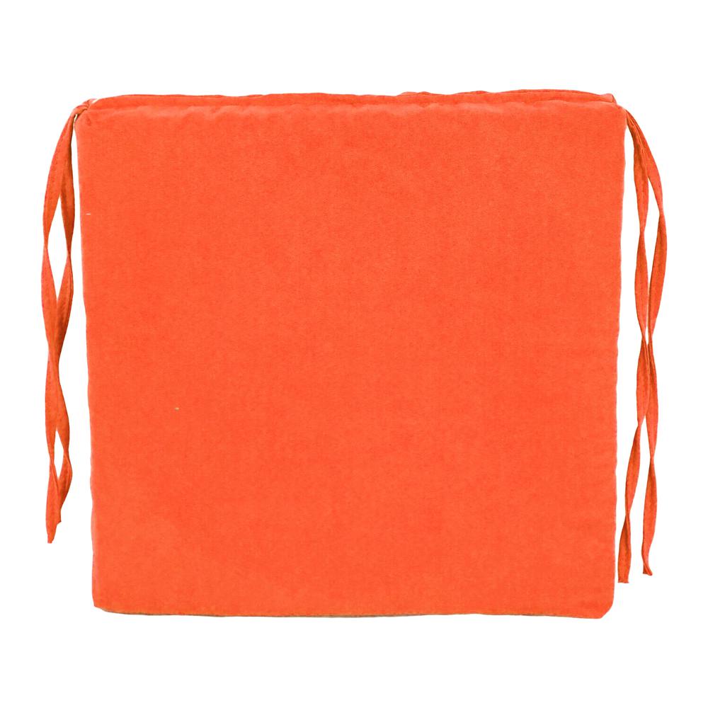 Blazing Needles Set of 4 Indoor Microsuede Chair Cushions, Tangerine Dream. Picture 2