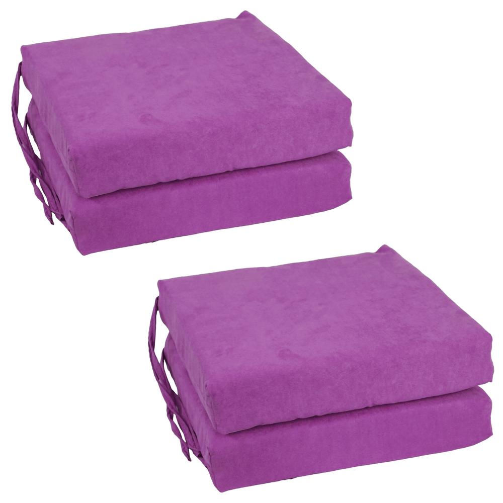 Blazing Needles Set of 4 Indoor Microsuede Chair Cushions, Ultra Violet. Picture 1