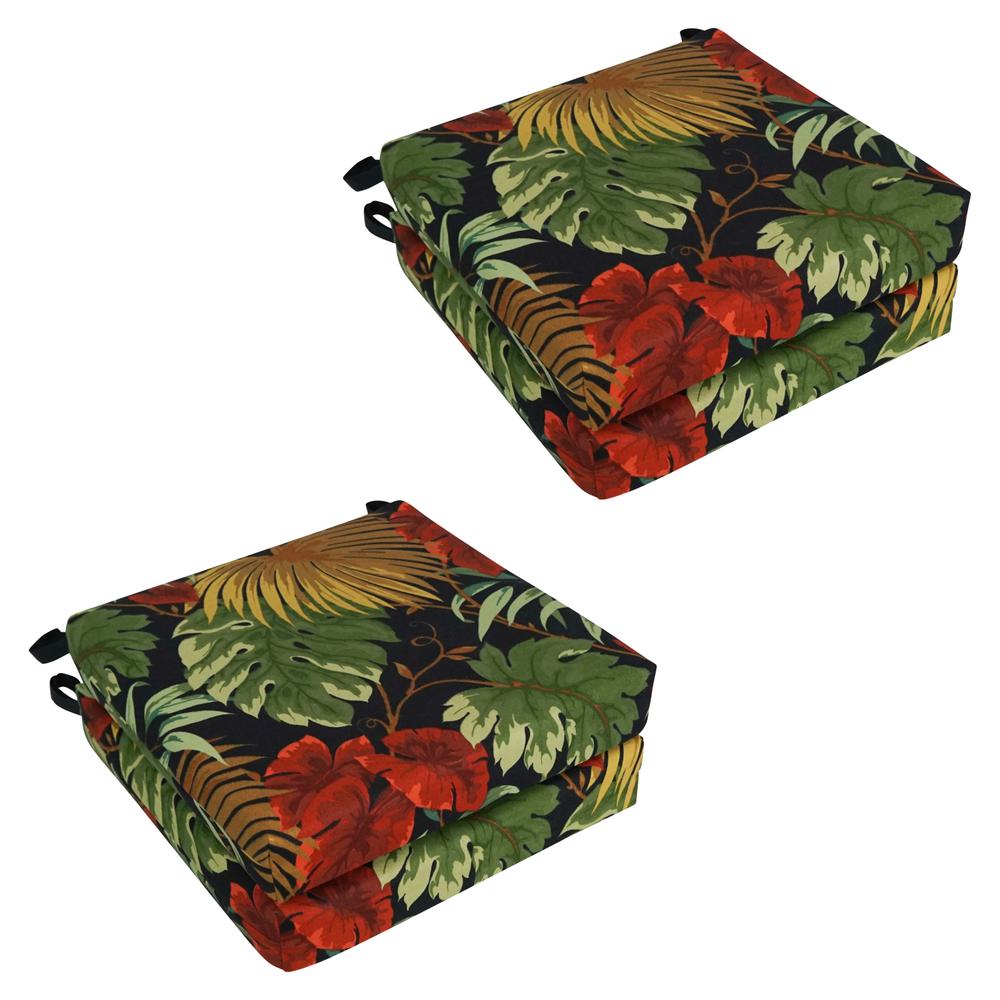 Set of 4 Outdoor Chair Cushions, Tropique Raven. Picture 1