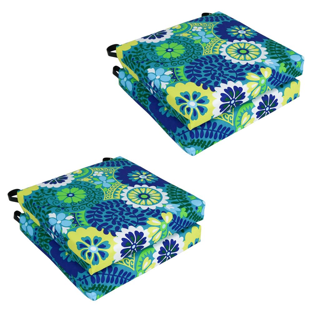 Set of 4 Outdoor Chair Cushions, Luxury Azure. Picture 1