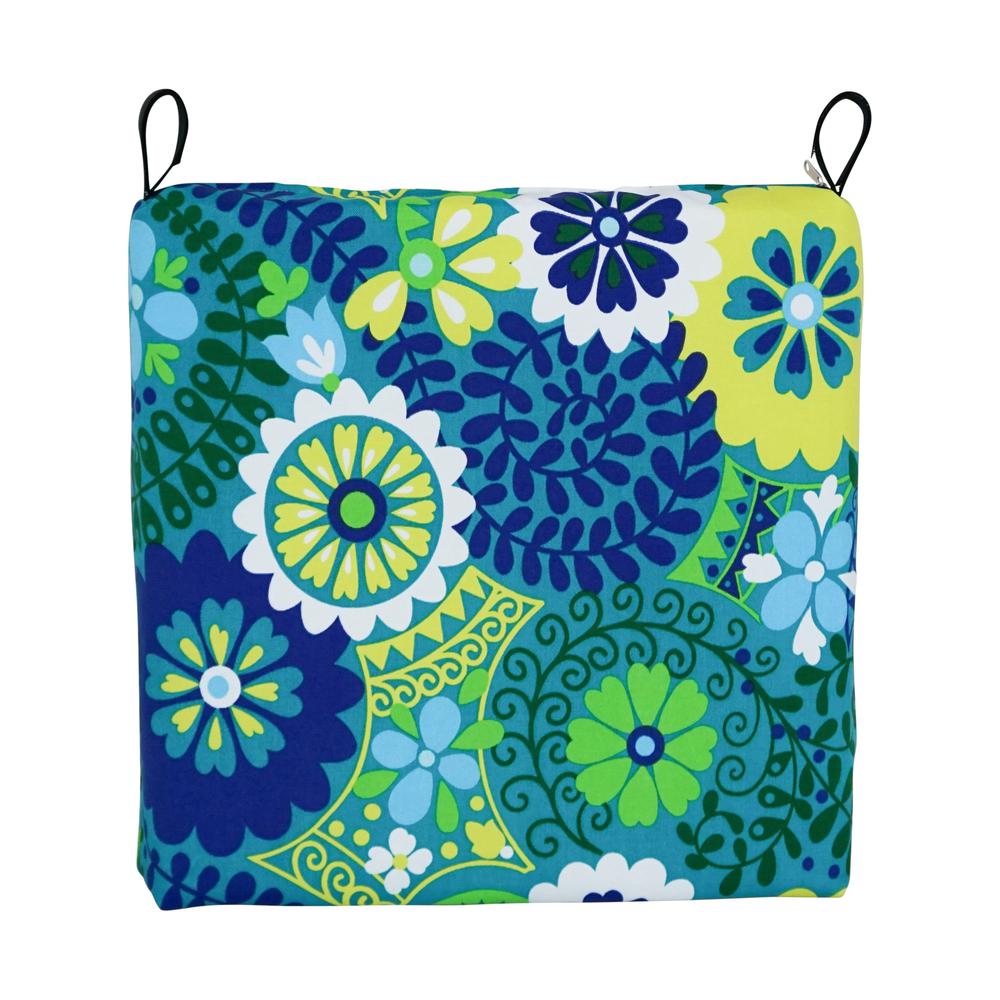 Set of 4 Outdoor Chair Cushions, Luxury Azure. Picture 2