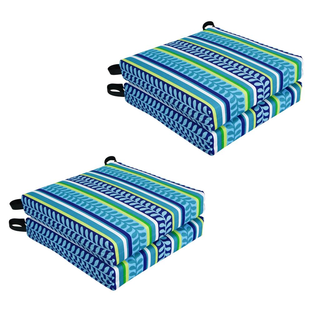 Set of 4 Outdoor Chair Cushions, Pike Azure. Picture 1