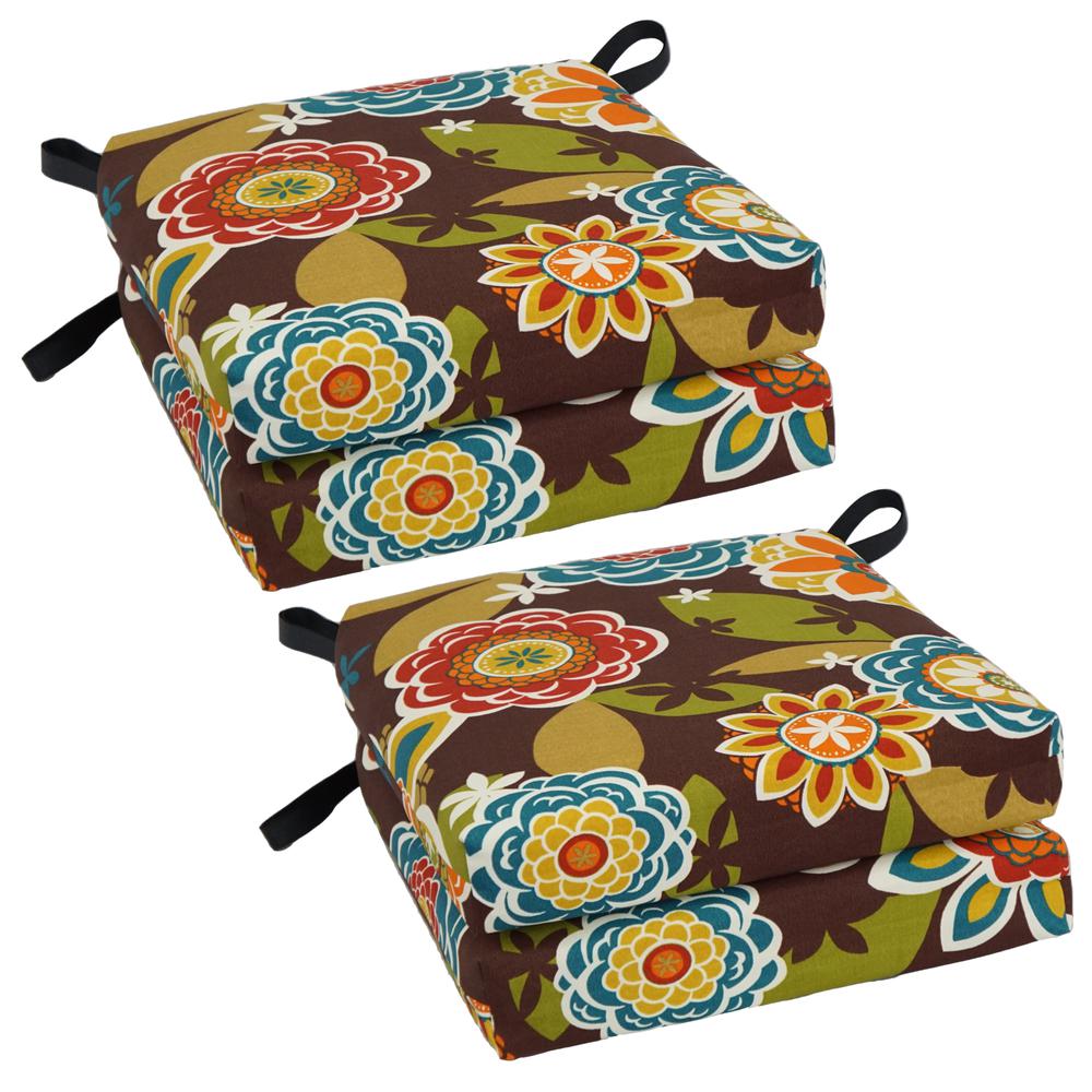 Set of 4 Outdoor Chair Cushions, Annie Chocolate. Picture 1