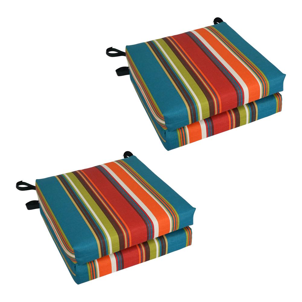 Set of 4 Outdoor Chair Cushions, Westport Teal. Picture 1